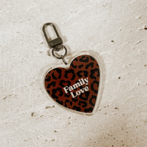 Porte-clés Family love léopard marron foncé