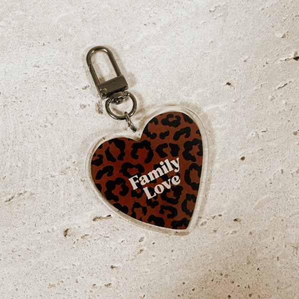 Porte-clés Family love léopard marron foncé