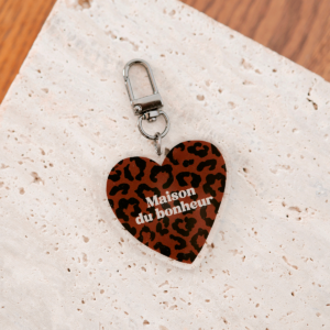 Porte-clés Maison du bonheur léopard marron foncé