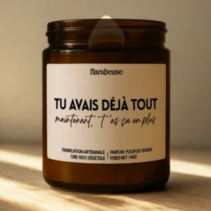 Bougie parfumée "Tu avais déjà tout. Maintenant, t'as ça en plus