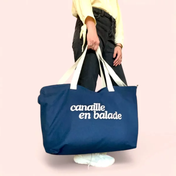 Sac week-end marine brodé CANAILLE EN BALADE