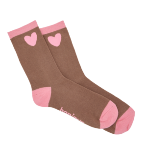 Chaussettes bonjour l'amour (marron / rose)
