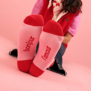 Chaussettes bonjour l'amour (rose / rouge)