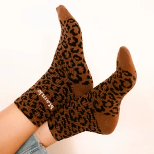 Chaussettes Léopard marron mamie
