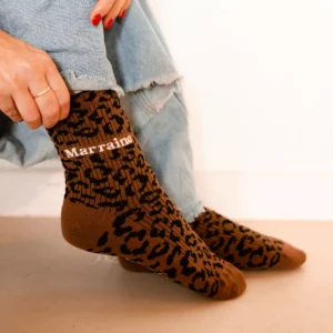 Chaussettes Léopard marron marraine