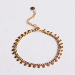 Bracelet chaîne en acier avec pièces - doré