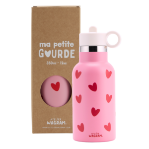 Gourde rose cœurs rouge