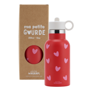 Gourde rouge cœurs rose