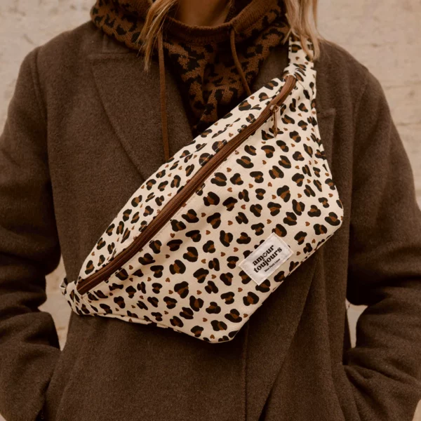 Sac banane adulte coton - Léopard cœur, Amour toujours