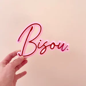 Enseigne murale plexiglas Bisou.