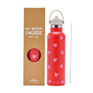Grande gourde rouge cœurs rose