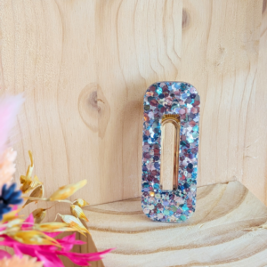 Barrette rectangle Bleu Holographique