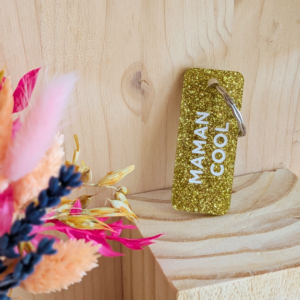 Porte-clés à paillettes MAMAN COOL