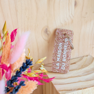 Porte-clés à paillettes LA MAISON DU BONHEUR