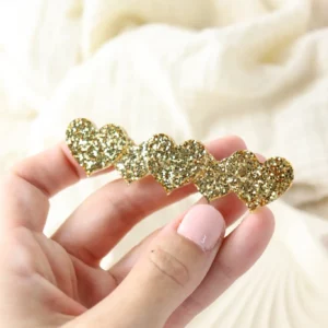 Barrette 5 coeurs Or