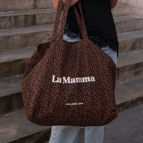Cabas XXL léopard foncé La Mamma