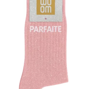 Chaussettes à Paillettes à Message "Parfaite" Rose