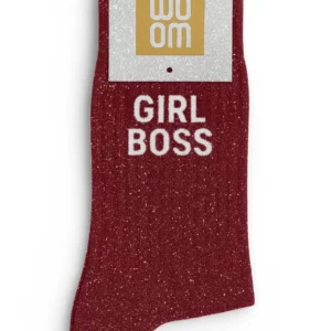 Chaussettes à Paillettes à Message "Girl Boss" - Cherry Pop