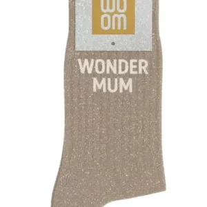 Chaussettes à Paillettes "Wonder Mum" Beige