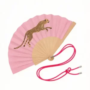 Eventail avec bandoulière - Léopard Rose