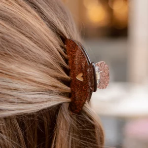 Petite pince à cheveux paillettes marrons