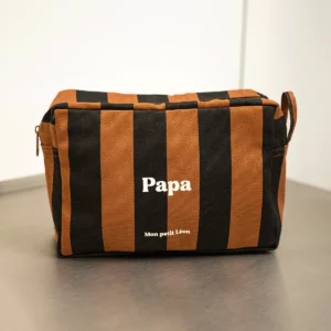 Trousse de toilette coton - Rayures marrons et noirs, Papa