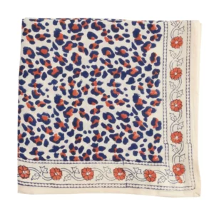 Foulard Indien - Leopard Beige Marine