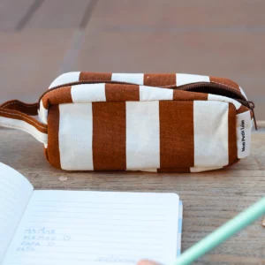 Trousse - Rayures Marron Beige
