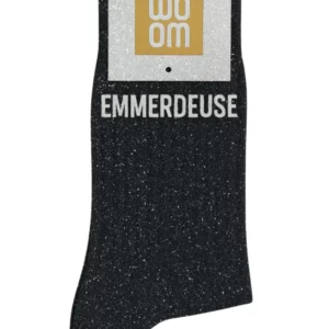 Chaussettes à Paillettes à Message "Emmerdeuse" - Noir