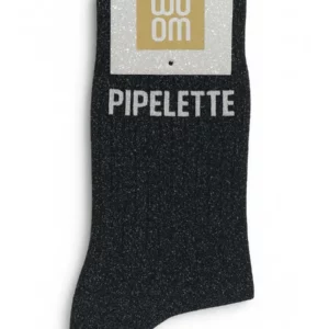 Chaussettes à Paillettes à Message "Pipelette" Noir