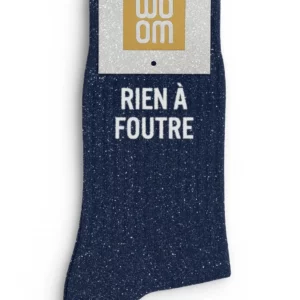 Chaussettes à Paillettes à Message "Rien à Foutre" - Marine