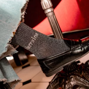 Chaussettes femme noir paillettes - Marraine