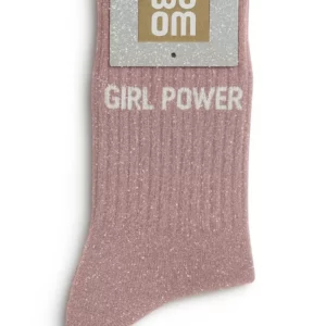 Chaussettes à Paillettes à Message "Girl Power" - Rose Gold