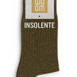 Chaussettes à Paillettes à Message "Insolente" - Kaki