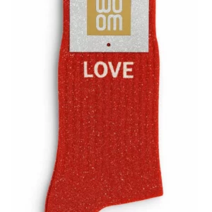 Chaussettes à Paillettes à Message "Love" - Rouge