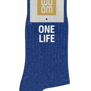 Chaussettes à Paillettes à Message "One Life" - Bleu