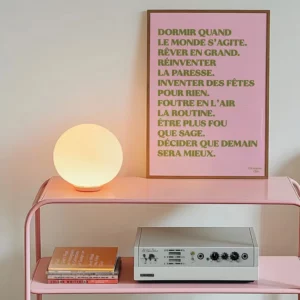 Poster Mantra #5 "Rêver en grand" rose et kaki