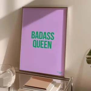 Affiche - Badass Queen mauve et vert