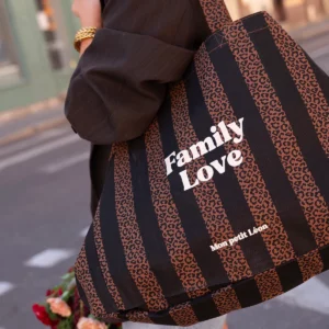Cabas XXL Rayures Léopard Noir - Family Love