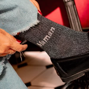 Chaussettes femme noir paillettes - Maman