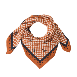 Foulard amour fou 100cm (fond marron / motif noir)