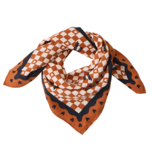 Foulard amour fou 55cm (fond marron / motif noir)