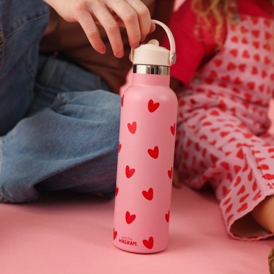 Grande gourde rose cœurs rouge – Image 2