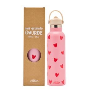 Grande gourde rose cœurs rouge