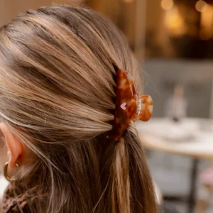 Pince à cheveux - petite - léopard avec coeur rose